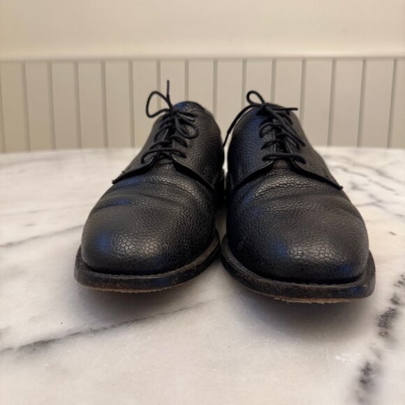 Steven Alan Mens Dress Shoes 10 Black Pebble Grain Leather Plain Toe Blucher